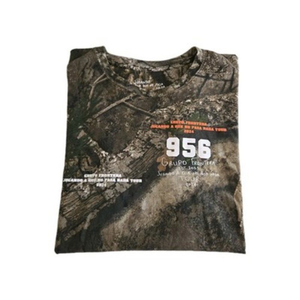 Official Grupo Frontera  Jugando A Que No Pasa Nada Tour Real Tree Camo T-Shirt